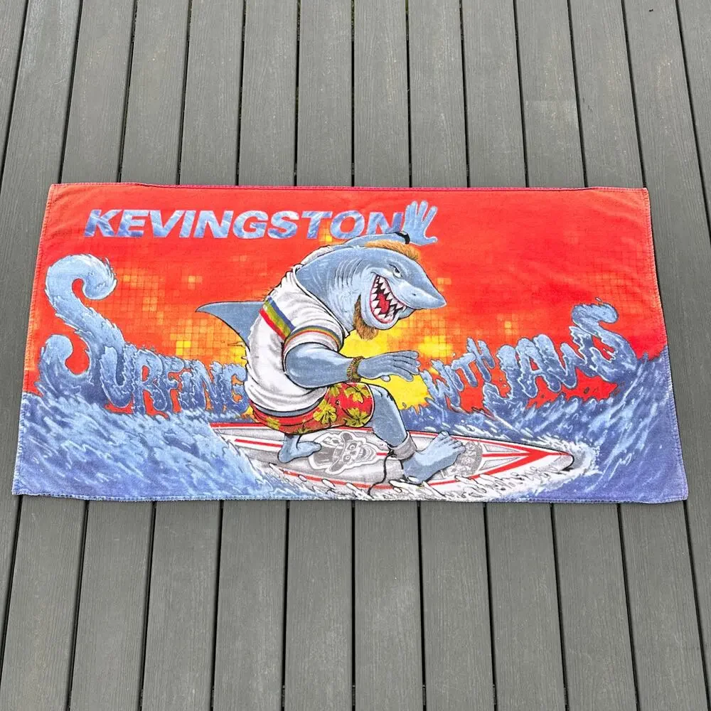 Kevingston Rugby Spirit Beach Towel Surfing with Jaws Shark Pool Swim